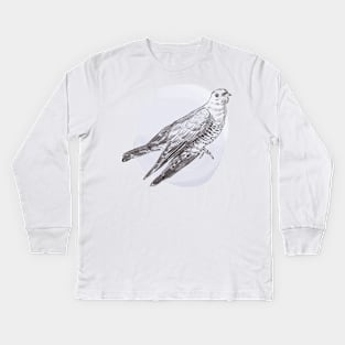 Hand drawn illustration of cuckoo forest bird Kids Long Sleeve T-Shirt